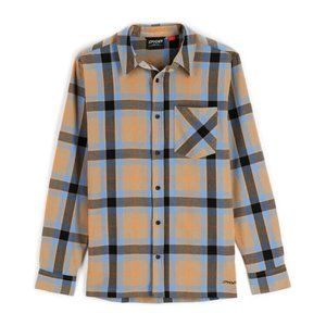 Spyder Men's Plaid Button-Up Shirt in Tan, Blue, Black